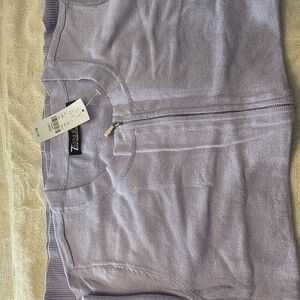 NYC 7th Avenue Size L Lavender Zip-Up Cardigan With Pockets